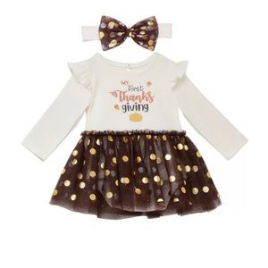 My First Thanksgiving Holiday Dress Size 12 Months